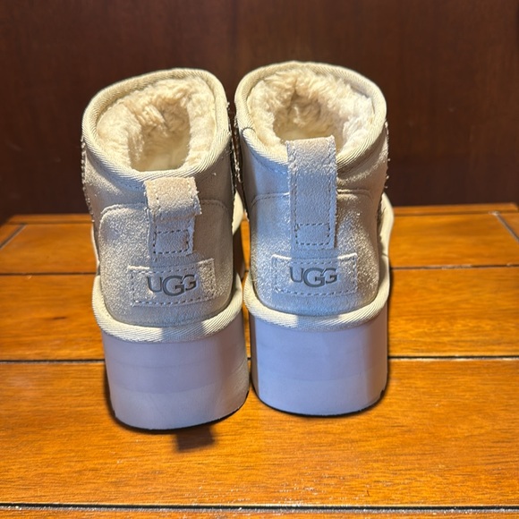 Beige Suede Platform Ankle Boots - Picture 3 of 4